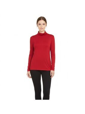 CHICO’S Jersey Knit Stretchy Red Long Sleeve Turtleneck Top Chico’s Sz 3 Sz XL